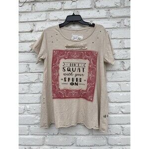 A Rare Bird T shirt  "Don't Squat With Your Spurs On” Tattered Tee S/M
